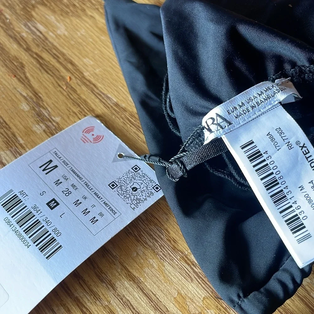 NWT Zara black rose flower bikini top Medium